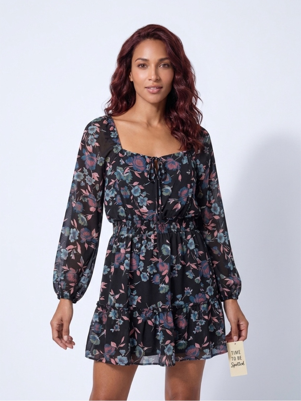 Chic Floral Long Sleeve Dress